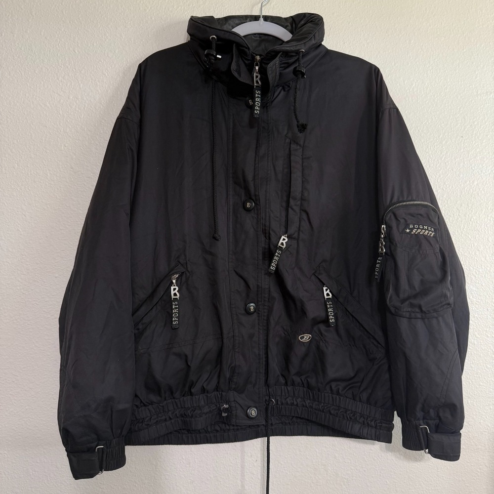Vintage Bogner Sports‎ Jacket Womens 14 Black Polyester Full-Zip Ski Snow Bunny